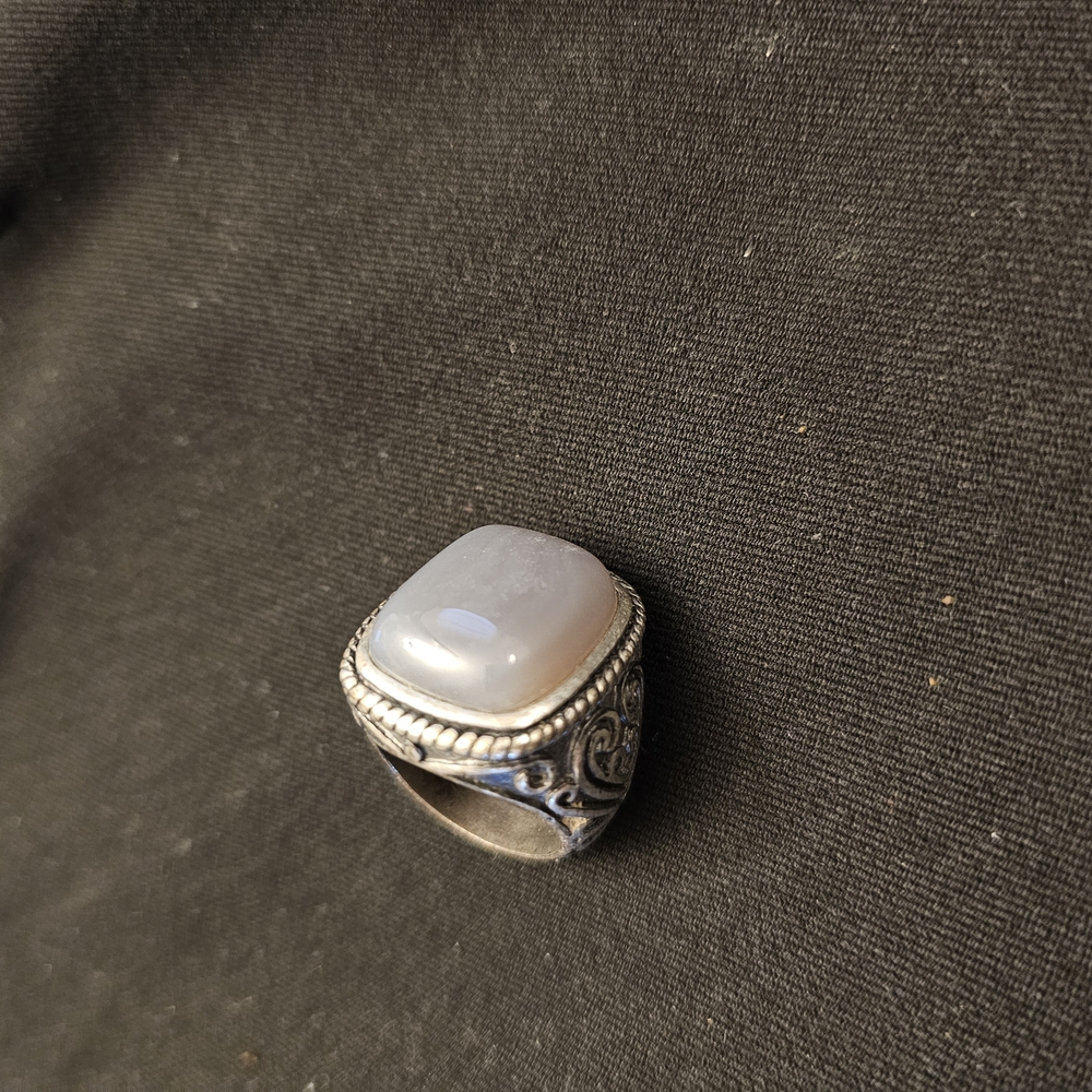 Silver Ring with White Stone